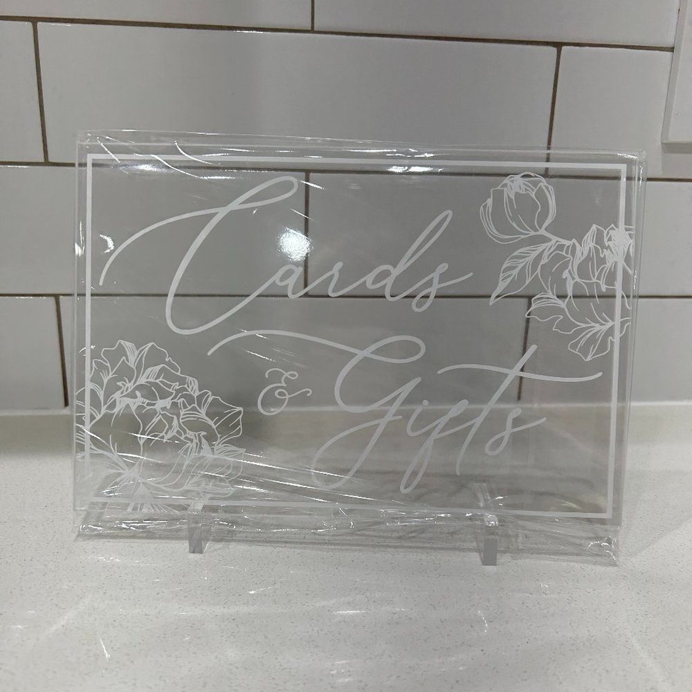 cards & gifts acrylic sign with stand